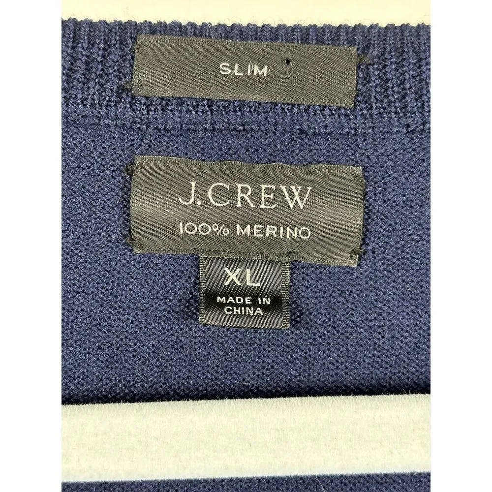 J. CREW 100% Merino Wool V-neck Sweater Blue Size‎ XLARGE